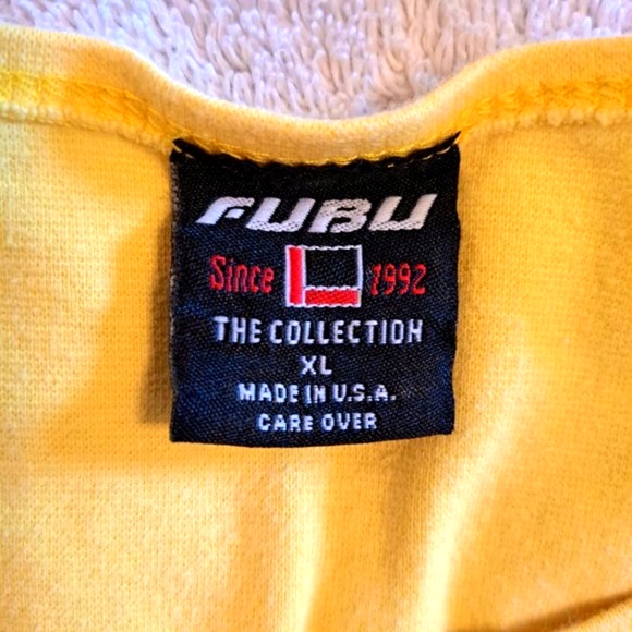 FUBU Y2K Yellow Short Sleeved Logo Tee Size XL - Picture 4 of 6